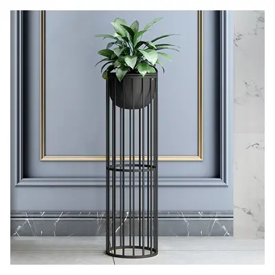 600mm Black Plant Pot Indoor Modern Metal Planter with Stand for Living Room