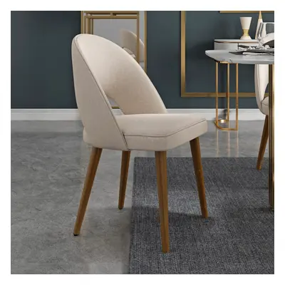 Set of 2 Modern Dining Chairs Cotton and Linen Upholstery Sand