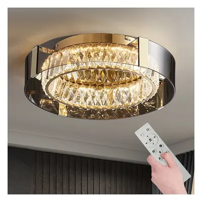 Crystal Dimmable Ceiling Lights 3 Modes LED Flush Mount Light with Remote Control