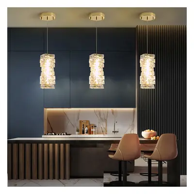 Glam Crystal Island Pendant Light in Gold Led Mini Chandelier for Kitchen Dining room