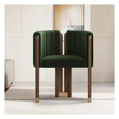 Homary Modern Wood Accent Chair Green Velvet Upholstered Arm Chair Set of 2