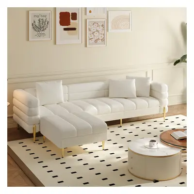 2600mm Boucle Modular L-Shaped Couch with Chaise Modern White 3-Seater Sofa