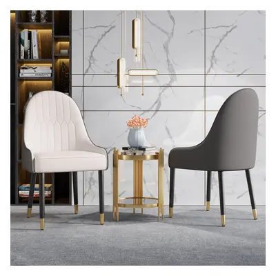 Darg Modern Dining Chairs PU Leather in White & Gray with Metal Legs 4-Pieces Dining Room Chairs