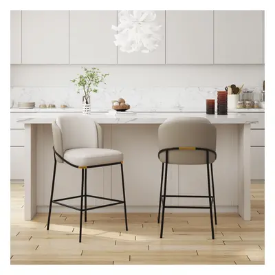 Modern PU Leather Breakfast Bar Stool Gray with Back & Footrest