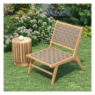 Boho Style Outdoor Chair Teak & Rattan Woven Rope Patio Chair