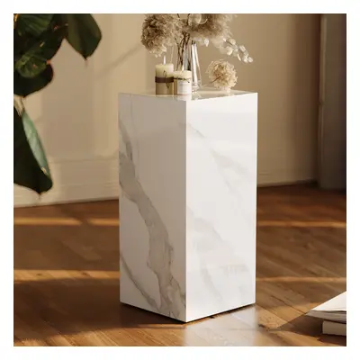 White Sintered Stone Plinth Pedestal Plant Stand & Side Table