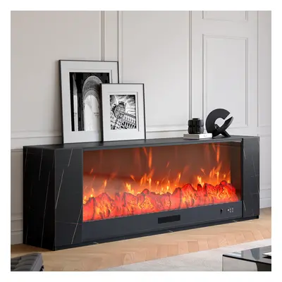 1800mm Modern White Sintered Stone Electric Fireplace TV Stand with Remote Control Temperature A