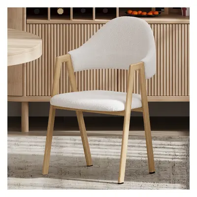 Set of 2 Boucle Dining Chair Upholstered Curved Back Modern Dining Room Chairs