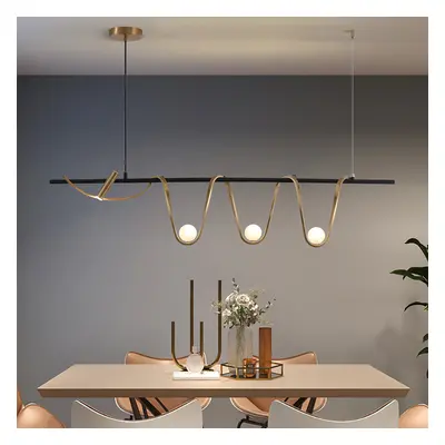 Minimalist Bronze Linear Island Light Unique Spiral Pendent Light for Kitchen