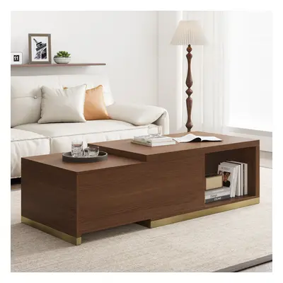 Mordelle Extendable Up to 70.8" Rectangle Walnut Coffee Table with 2 Drawers