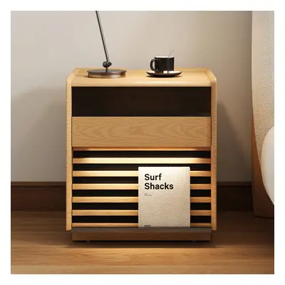 Modern Natural Nightstand with Light Wood Bedside Table with 2 Drawers