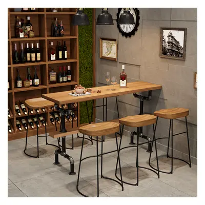 Bar Set 1600mm Industrial Bar Table with 4 Bar Stools Seats 2-4 People