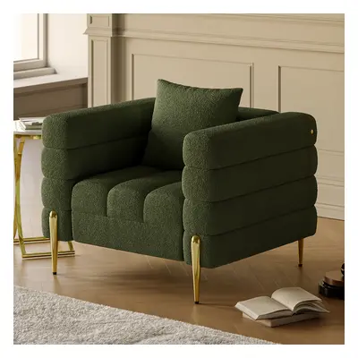 Green Boucle Accent Chair Modern Modular Arm Chair