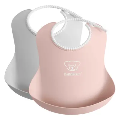 Baby Bib, 2-pack - Grey/Powder pink