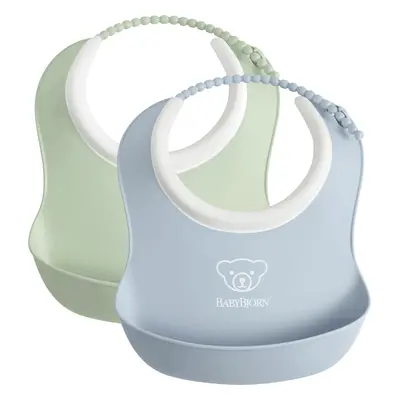 Small Baby Bib, 2-pack - Powder Green/ Powder Blue