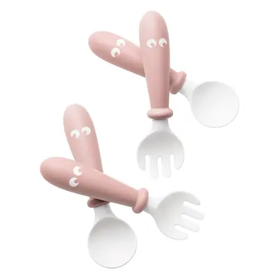 Baby Spoon and Fork, 4 pcs - Powder pink