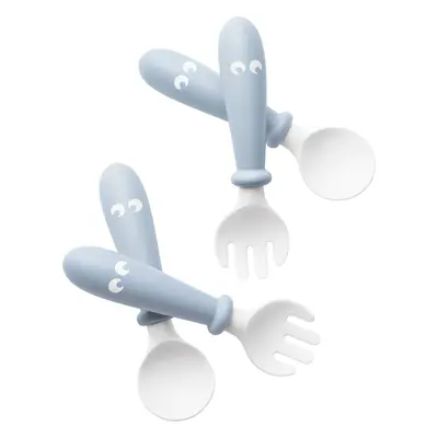 Baby Spoon and Fork, 4 pcs - Powder blue