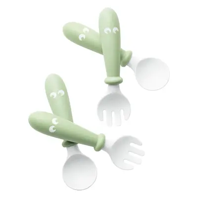 Baby Spoon and Fork, 4 pcs - Powder green