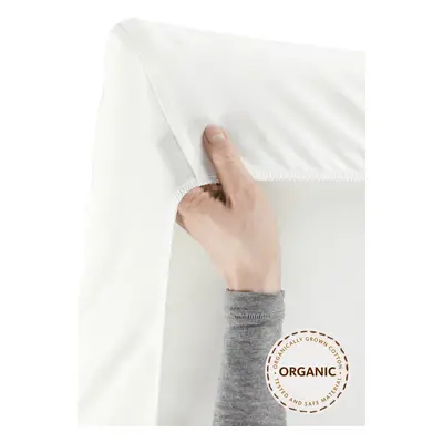 Fitted Sheet for Travel Cot - White / Organic cotton