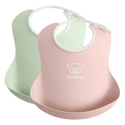 Baby Bib, 2-pack - Powder Green/ Powder Pink