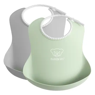 Baby Bib, 2-pack - Grey/Powder green