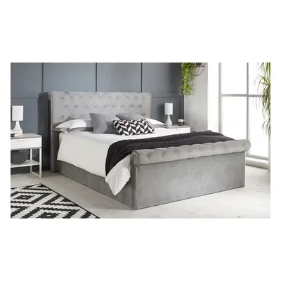 Chesterfield Ottoman Storage Bed with Optional Mattress, King,with Hybrid Memory Pocket Mattress