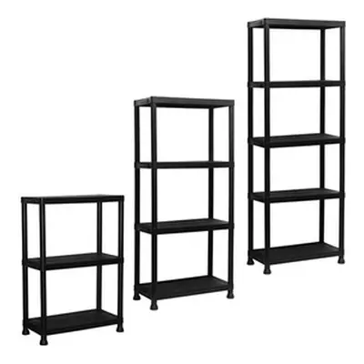 Three Four or Five Tier Plastic Shelving Storage Rack, Three Tier