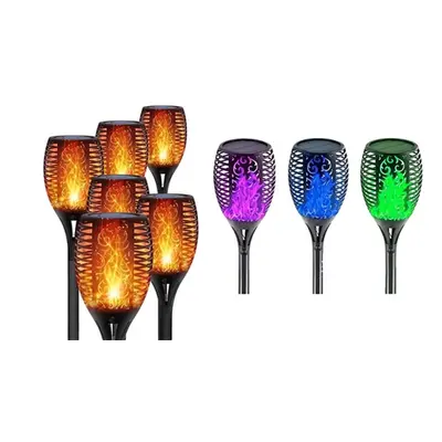 Solar Torch Garden Flickering Flame Light, Yellow + Green,Eight