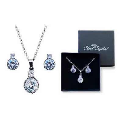 Solitaire Pendant and Earrings Set with a Gift Box