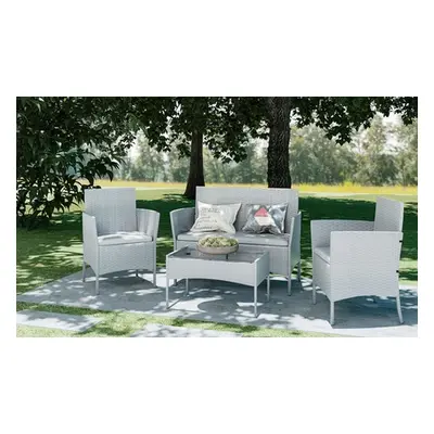 Rattan-Effect Garden Furniture Set, Grey,without Cover