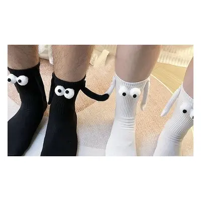 Funny Magnetic Suction 3D Doll Couple Holding Hands Socks, Two Pairs