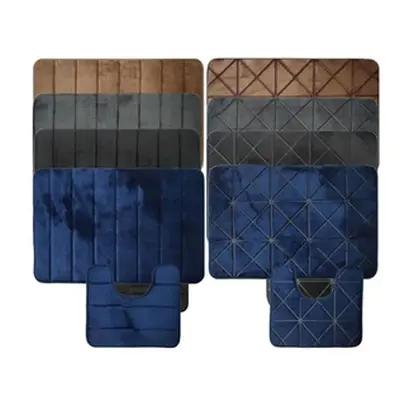 Two Pack of Memory Foam Bath Mats, Black Lattice