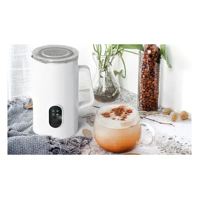 Electric Milk Frother with 4 Functions and Precise Temperature Control, White