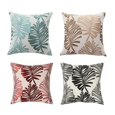 Set of Four Cushion Covers with Leaves Design