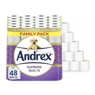 Andrex Supreme Quilts 3 Ply Toilet Paper, 48 Rolls