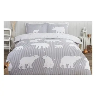 Polar Bear Brushed Cotton Duvet Set, Double,Blush