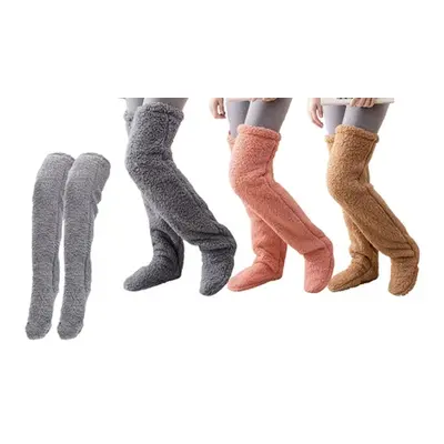 Fluffy Thigh High Leg Warmers,Brown