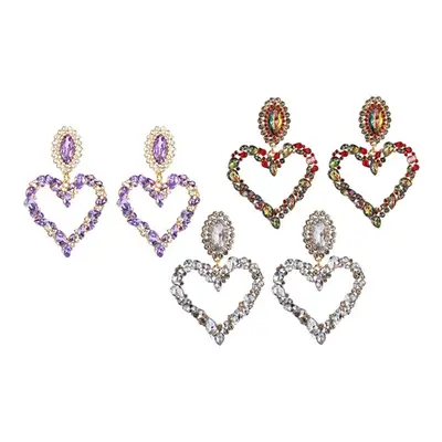 Heart-Shaped Dangle Earrings, Multicoloured