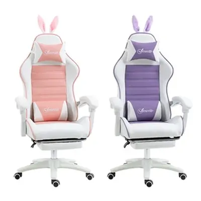 Vinsetto Racing Gaming Chair with Removable Rabbit Ears, Purple