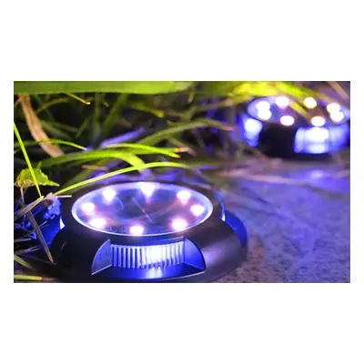 12-LED Outdoor Garden Solar Underground Lights, White Side,Warm White,Two