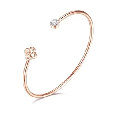 Natural Diamond Flower Bangle Made with Crystal from Swarovski®