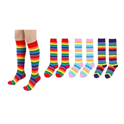 Three-Pack Polyester Spandex Knee Socks, Six Pairs