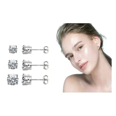 Silver Solitaire Earrings Earrings,Three-Piece (One-Pack), Without Gift Box