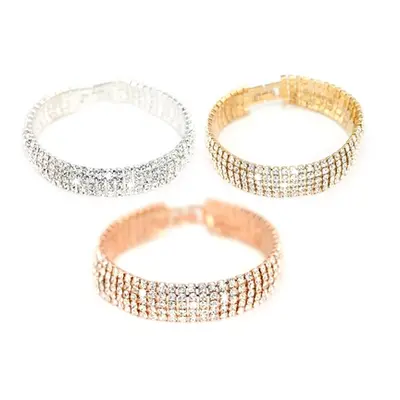 Eira Wen Five Row Pave Bracelet Made with Crystals from Swarovski, Rose,Two