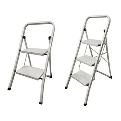 Two or Three Tread Step Ladder Non Slip Stool, Three Tread Ladder