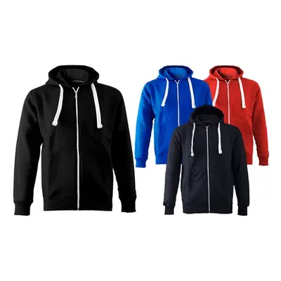 Mens Plain Zipped Hoodie, Royal Blue, L