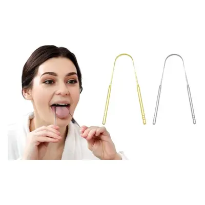 Pack of Three Stainless Steel Tongue Scrapers, Gold