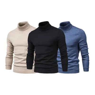 Men'sTurtleneck Slim Fit Jumper, Blue,Size XL