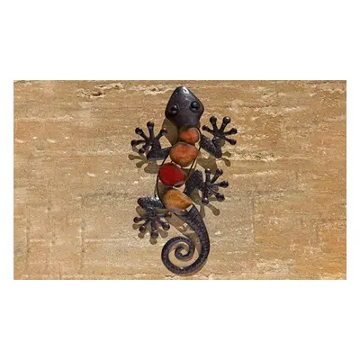 Metal and Glass Garden Wall Art, Lizard.,One