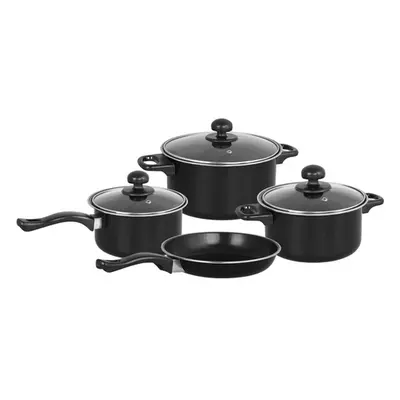 7-Piece Non Stick Kitchen Cookware Set with Glass Lids,Red